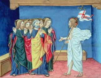 Fol.132va 復活したキリストが弟子たちに手とわき腹の傷を見せる