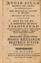 1773年にミラノで公演されたMozarts Lucio Sillaの前作