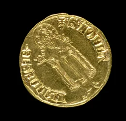 聖ヨハネ洗礼者ヨハネ、フィレンツェ、1252年を描いた金フロリン（裏）（表は83495を参照）