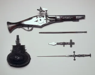 武器のグループ：Wheellock Pistol、Winding Key、Powder Flask、Stiletto