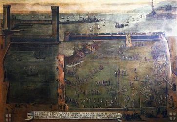 ジェノバ港の港、絵画、イタリア