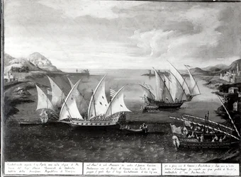 1751年4月17日、ベニスのキャプテンイワノビッチダダブロタとトルコ海賊バルバロッサの間のパトラス沖での事件