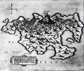 ヴェネツィアの対トルコ拠点であるザンテ島の地図