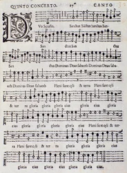 AdrianoBanchieriによる「FrenchSongs」のConcerto5の楽譜のページ
