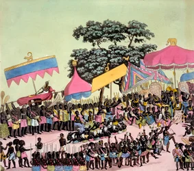 コスミデイからのヤムカスタムのパノラマビュー...ジュリオフェラーリオ作、1820年代〜30年代