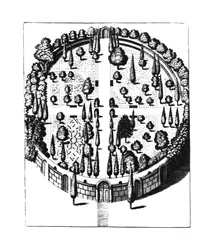 フィリッポトマシーニによる体育館パタビナムからのパドヴァ大学の植物園の計画、1654年公開