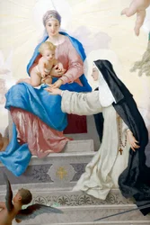 聖カタリナ教会（Chiesa di Santa Caterina）。聖カタリナと聖母子。ヴァラッツェ。イタリア。