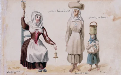 ティッシのサルデーニャ人の衣装、プリントms.257、コミノッティ・コレクション