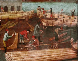 ヴェネツィア工廠の造船所 詳細 - ヴェネツィア派の絵画 - 18世紀 - ヴェネツィア、コッレール美術館