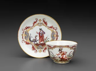 茶碗とソーサー、1755年頃（軟磁性磁器