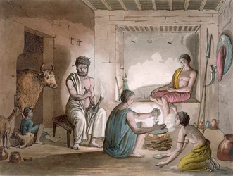 ロックカットの家に住んでいるアビシニアのハゾルタ族、1820年代〜30年代