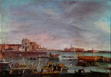 ヴェネツィアの大運河でのレガッタ 18世紀の匿名の絵画 日36x54 cm ヴェネツィア、Museo Correr