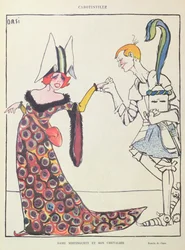 ミスタンゲット (1875-1956) と彼の騎士、「リール」の風刺画