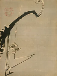 梅花図 伊藤若冲（1716-1800） - 18世紀 - 紙に水彩・墨 - 34,8x26,2 - サントリー美術館
