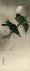 二羽のカラス 1920年頃（木版画）