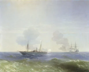 1877年7月11日、黒海における蒸気船ヴェスタとトルコ軍艦フェヒティ・ブレンドの戦闘