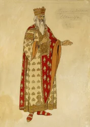 ミハイル・イーゴリ・グリンカ（1804-1857）のオペラ「ルスランとリュドミーラ」の衣装企画。 Ivan Yakolevich Bilibin（ビリビン）（1876-1942）による絵画