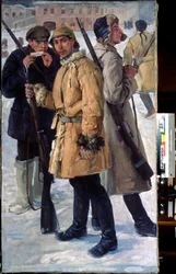 「赤軍の兵士」 イワン・ドロズドフ (1880-1939) による絵画 1918年 国立中央砲兵博物館、サンクトペテルブルク
