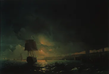 1896年の月明かりの夜にオデッサを見る