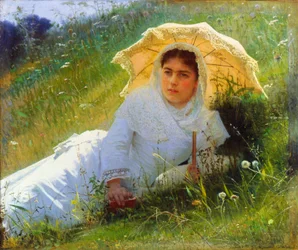 芝生で暑い日。正午、1883年