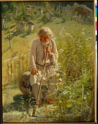 養蜂家 - Ivan Nikolayevich Kramskoi (1837-1887) 作、キャンバスに油彩