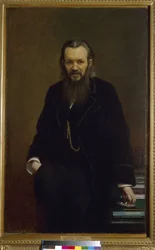 出版社でジャーナリストのアレクセイ・スヴォリン (1834-1912) の肖像。 Ivan Nikolayevich Kramskoi (1837-1887) の絵画、キャンバスに油彩