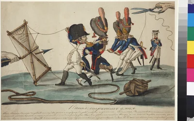 Le cerf volant de Napoleon - Napoleon Flying Kite（ナポレオンの空飛ぶ凧）』テレベネフ、イヴァン・イヴァノヴィッチ（1780-1815）作。ペン、筆、水彩、墨、紙