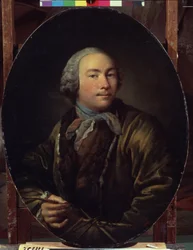 自画像。 Ivan Petrovich Argunov (Argunov) (1729-1802) による絵画。 キャンバスに油彩、58.7 x 47.4 cm。 ロシアの芸術、18 世紀の肖像画。 国立トレチャコフ美術館、モスクワ。