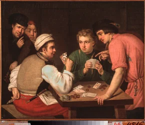 カードシャープス - Ivan Philippovich Tupylev (Toupylev) (1758-1821) による絵画、キャンバスに油彩