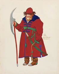 オペラの衣装デザインN.リムスキーコルサコフ作「サルタンの物語」（1929年）