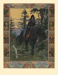 Vasilisaのおとぎ話のイラスト、美しくて白い騎士、1900年
