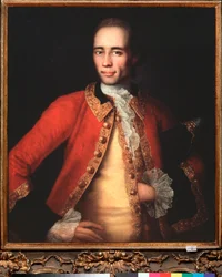 著者および翻訳者の肖像 M Begichev - Ivan Yakovlevich Vishnyakov (Vishniakov) (1699-1761) による絵画、キャンバスに油彩