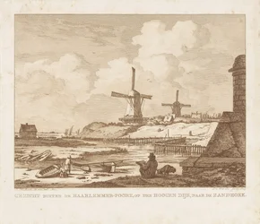 着席製図工と一緒にアムステルダムのハールレンマーポートの外を見る Haarlemmer-Poort の外、Hoogen Dijk から Zandhoek に向かって見る (オブジェクトのタイトル)