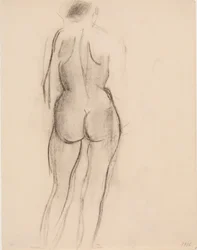 後ろから見た立ち姿の女性モデル