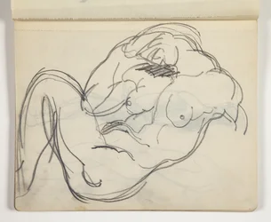 横になっている裸の男性または女性の姿。 おそらく古典彫刻の後に研究する