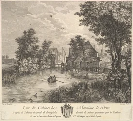 1780年、プーラン氏のキャビネットの絵の後の川の風景.