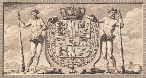 野蛮人が盾を持つデンマークの国章