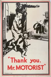 「Thank You Mr Motorist」、ロンドン カウンティ カウンシル LCC トラムウェイのポスター、1932 年