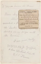 1917年のリバプールウィークリークーリエのコンテスト編集者への手紙