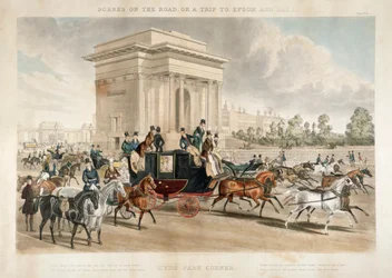 1838年、ロンドンのハイドパークコーナーに沿った馬車