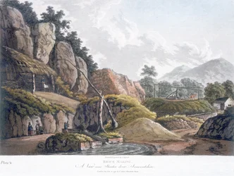 スタントンドリュー近くのレンガ作り、サマセット、1798年2月28日（着色されたアクアチント）