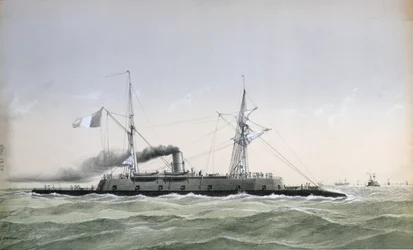フランス海軍の装甲型沿岸警備隊船Le Rochambeau、c。 1870
