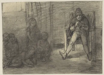 男は子供たちに話しています。