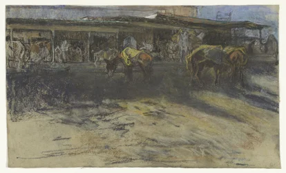 タンジールのグランプラスでラバを荷造り