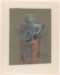 前屈みで立っている女性