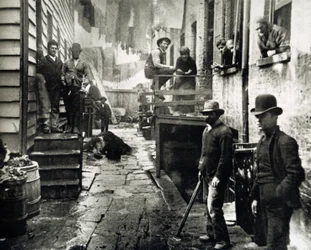 リトルイタリー、マルベリーストリート、ニューヨーク、アメリカ合衆国、c.1890のビュー