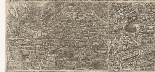 Plattegrond van Rome ten tijde van keizer Augustus (middleste blad) 古代遺跡から形成された古代都市の非常に正確な写真 廃墟となった建物の痕跡から見た古代ローマの彫像