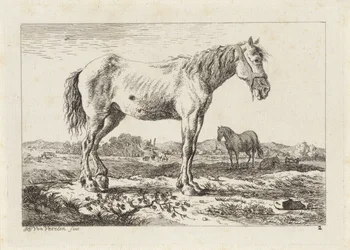 風景の中で立っている馬 さまざまな巨匠によるドローイングによる6つの版画（シリーズタイトル）