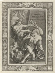 想像力が時の翁を従える、J・C・ワイエルマン『オランダの男女画家たちの伝記』1729年の扉絵