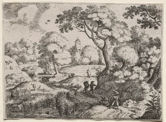 Six Landscapes: 湿地と樹木が茂った堤防の間の道